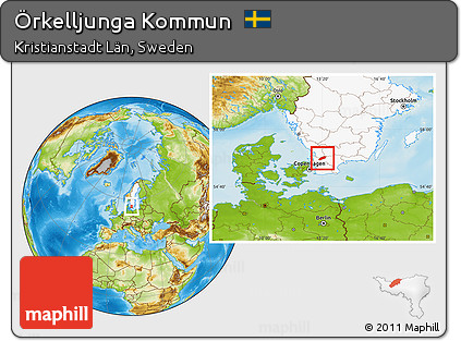 Physical Location Map of Örkelljunga Kommun, highlighted country