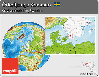 Physical Location Map of Örkelljunga Kommun, highlighted country
