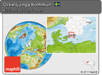 Physical Location Map of Örkelljunga Kommun, highlighted country, highlighted parent region