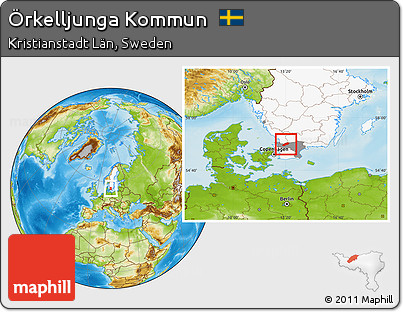 Physical Location Map of Örkelljunga Kommun, highlighted country, highlighted parent region