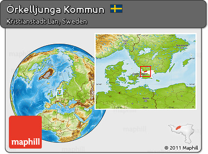 Physical Location Map of Örkelljunga Kommun, highlighted parent region