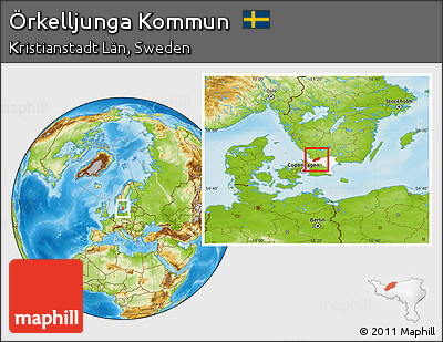 Physical Location Map of Örkelljunga Kommun, highlighted parent region