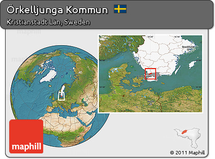 Satellite Location Map of Örkelljunga Kommun, highlighted country, highlighted parent region