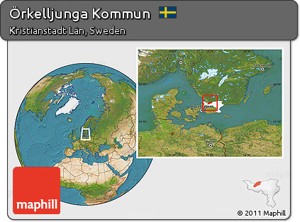 Satellite Location Map of Örkelljunga Kommun, highlighted parent region