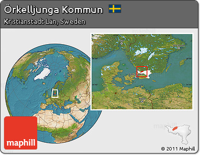 Satellite Location Map of Örkelljunga Kommun, highlighted parent region