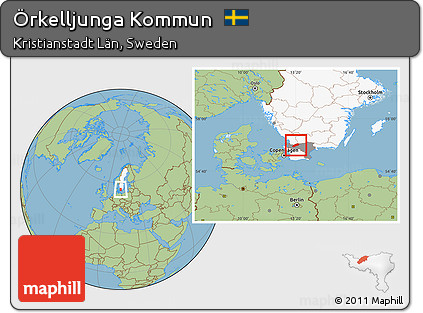 Savanna Style Location Map of Örkelljunga Kommun, highlighted country, highlighted parent region