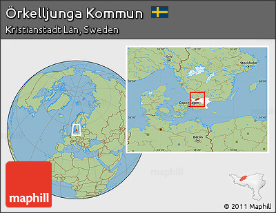 Savanna Style Location Map of Örkelljunga Kommun, highlighted parent region