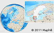 Shaded Relief Location Map of Örkelljunga Kommun, highlighted country, within the entire country