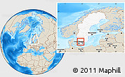 Shaded Relief Location Map of Örkelljunga Kommun, highlighted country, highlighted parent region, within the entire country