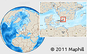 Shaded Relief Location Map of Örkelljunga Kommun, highlighted parent region