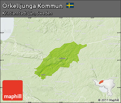 Physical Map of Örkelljunga Kommun, lighten
