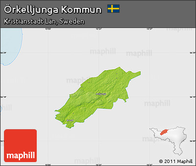 Physical Map of Örkelljunga Kommun, single color outside