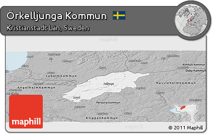 Gray Panoramic Map of Örkelljunga Kommun