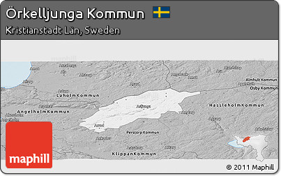 Gray Panoramic Map of Örkelljunga Kommun