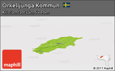 Physical Panoramic Map of Örkelljunga Kommun, cropped outside