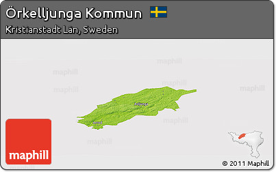 Physical Panoramic Map of Örkelljunga Kommun, cropped outside