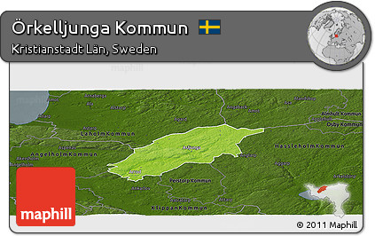 Physical Panoramic Map of Örkelljunga Kommun, darken