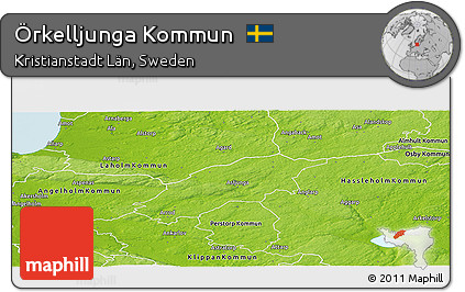 Physical Panoramic Map of Örkelljunga Kommun