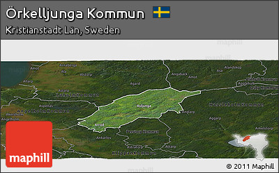 Satellite Panoramic Map of Örkelljunga Kommun, darken