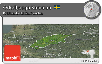 Satellite Panoramic Map of Örkelljunga Kommun, semi-desaturated