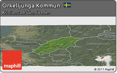 Satellite Panoramic Map of Örkelljunga Kommun, semi-desaturated