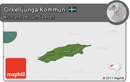 Satellite Panoramic Map of Örkelljunga Kommun, single color outside