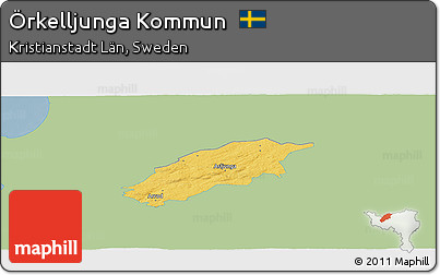 Savanna Style Panoramic Map of Örkelljunga Kommun, single color outside