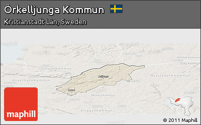 Shaded Relief Panoramic Map of Örkelljunga Kommun, lighten