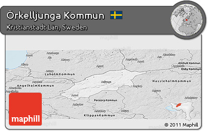 Silver Style Panoramic Map of Örkelljunga Kommun