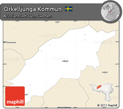 Classic Style Simple Map of Örkelljunga Kommun