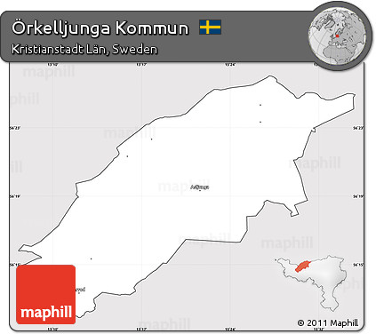 Silver Style Simple Map of Örkelljunga Kommun, cropped outside