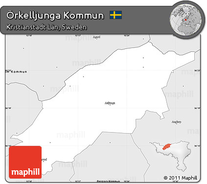 Silver Style Simple Map of Örkelljunga Kommun