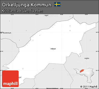 Silver Style Simple Map of Örkelljunga Kommun