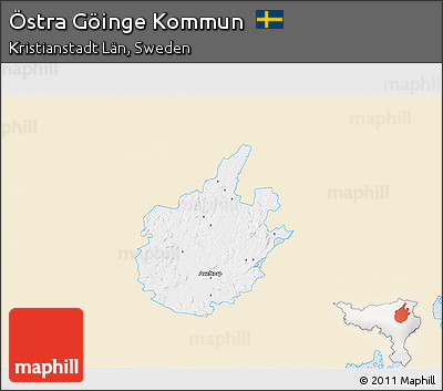 Classic Style 3D Map of Östra Göinge Kommun, single color outside