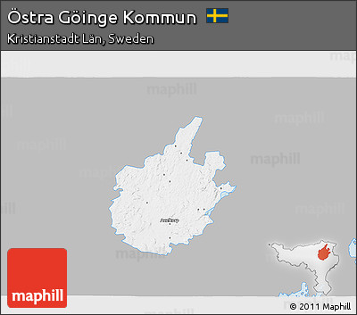 Gray 3D Map of Östra Göinge Kommun, single color outside
