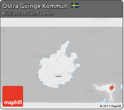 Gray 3D Map of Östra Göinge Kommun, single color outside