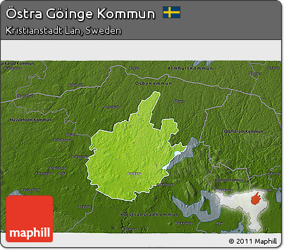 Physical 3D Map of Östra Göinge Kommun, darken