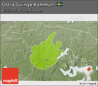 Physical 3D Map of Östra Göinge Kommun, semi-desaturated