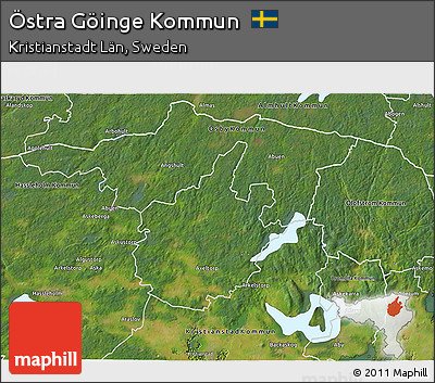 Satellite 3D Map of Östra Göinge Kommun