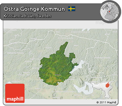 Satellite 3D Map of Östra Göinge Kommun, lighten