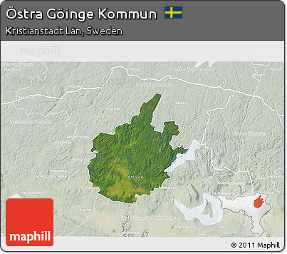 Satellite 3D Map of Östra Göinge Kommun, lighten