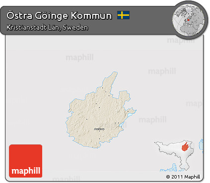 Shaded Relief 3D Map of Östra Göinge Kommun, single color outside
