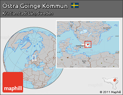 Gray Location Map of Östra Göinge Kommun, highlighted parent region