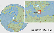 Savanna Style Location Map of Östra Göinge Kommun, highlighted parent region, hill shading