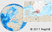 Shaded Relief Location Map of Östra Göinge Kommun, highlighted country, highlighted parent region