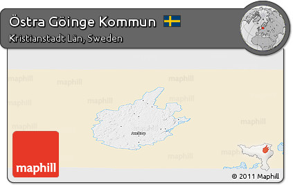 Classic Style Panoramic Map of Östra Göinge Kommun, single color outside