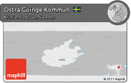 Gray Panoramic Map of Östra Göinge Kommun, single color outside