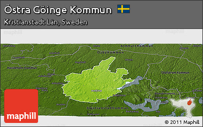 Physical Panoramic Map of Östra Göinge Kommun, darken