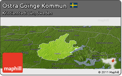 Physical Panoramic Map of Östra Göinge Kommun, darken