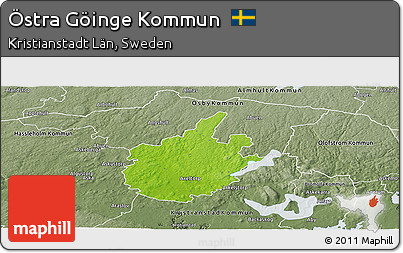 Physical Panoramic Map of Östra Göinge Kommun, semi-desaturated